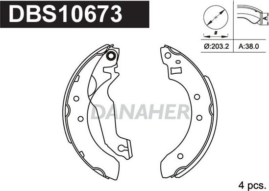 Danaher DBS10673 - Комплект тормозных колодок, барабанные unicars.by