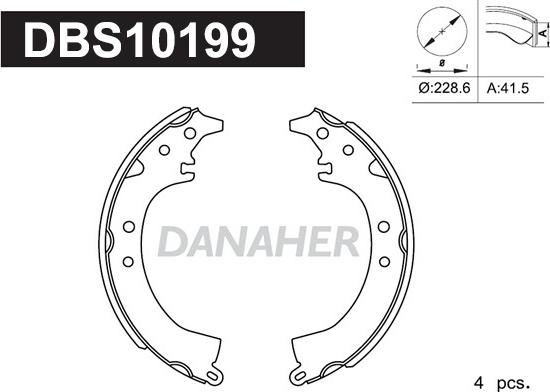 Danaher DBS10199 - Комплект тормозных колодок, барабанные unicars.by