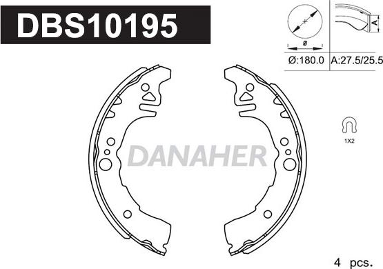 Danaher DBS10195 - Комплект тормозных колодок, барабанные unicars.by