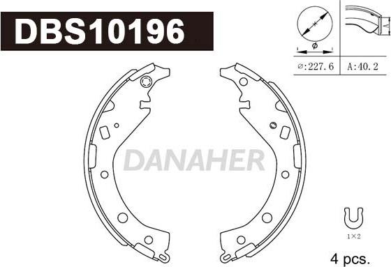 Danaher DBS10196 - Комплект тормозных колодок, барабанные unicars.by