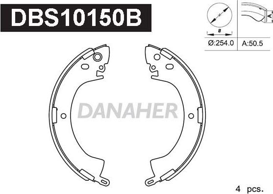 Danaher DBS10150B - Комплект тормозных колодок, барабанные unicars.by