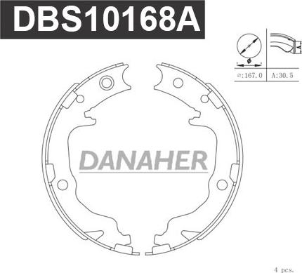 Danaher DBS10168A - Комплект тормозов, ручник, парковка unicars.by