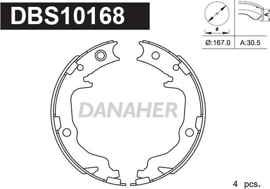 Danaher DBS10168 - Комплект тормозов, ручник, парковка unicars.by