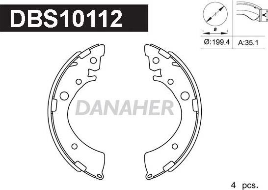 Danaher DBS10112 - Комплект тормозных колодок, барабанные unicars.by