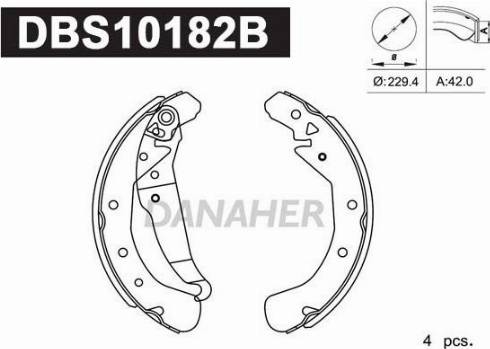 Danaher DBS10182B - Комплект тормозных колодок, барабанные unicars.by