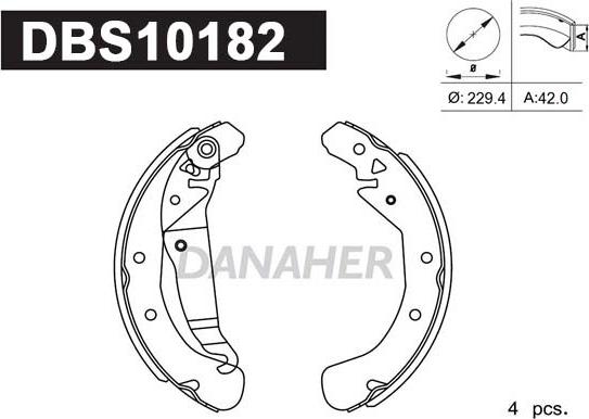 Danaher DBS10182 - Комплект тормозных колодок, барабанные unicars.by