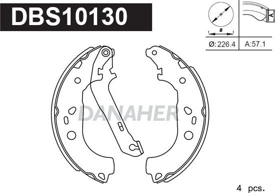 Danaher DBS10130 - Комплект тормозных колодок, барабанные unicars.by