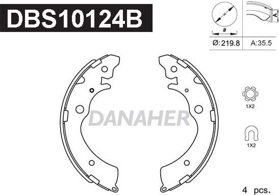 Danaher DBS10124B - Комплект тормозных колодок, барабанные unicars.by