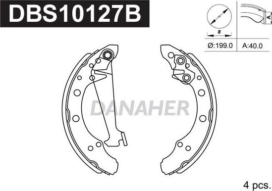 Danaher DBS10127B - Комплект тормозных колодок, барабанные unicars.by