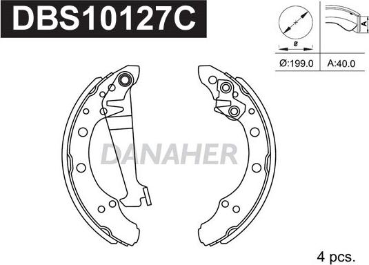 Danaher DBS10127C - Комплект тормозных колодок, барабанные unicars.by