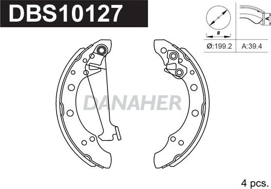 Danaher DBS10127 - Комплект тормозных колодок, барабанные unicars.by