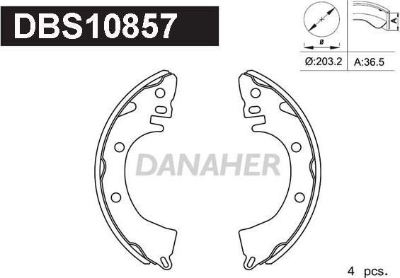 Danaher DBS10857 - Комплект тормозных колодок, барабанные unicars.by