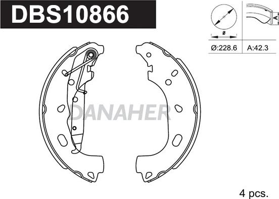 Danaher DBS10866 - Комплект тормозных колодок, барабанные unicars.by