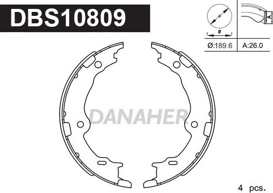 Danaher DBS10809 - Комплект тормозов, ручник, парковка unicars.by