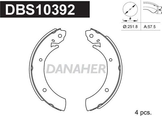 Danaher DBS10392 - Комплект тормозных колодок, барабанные unicars.by