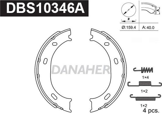 Danaher DBS10346A - Комплект тормозов, ручник, парковка unicars.by