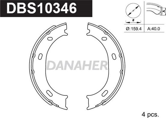 Danaher DBS10346 - Комплект тормозов, ручник, парковка unicars.by