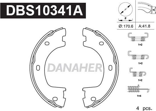 Danaher DBS10341A - Комплект тормозов, ручник, парковка unicars.by