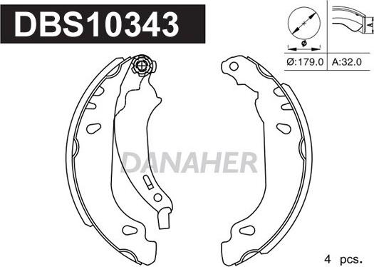 Danaher DBS10343 - Комплект тормозных колодок, барабанные unicars.by