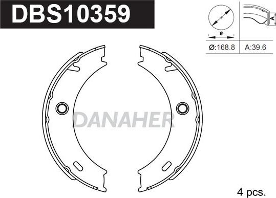 Danaher DBS10359 - Комплект тормозов, ручник, парковка unicars.by