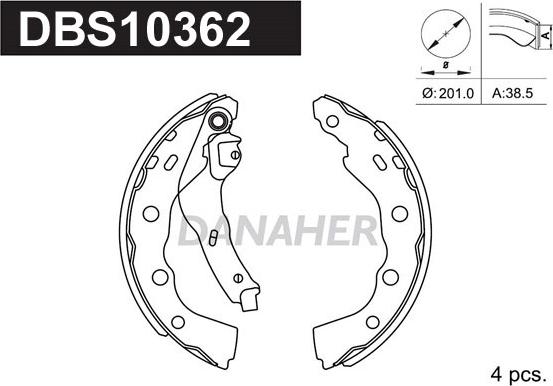 Danaher DBS10362 - Комплект тормозных колодок, барабанные unicars.by