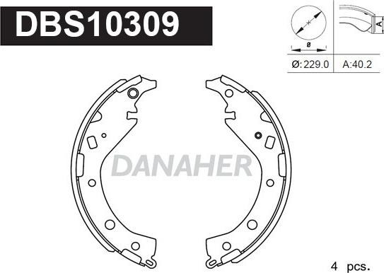 Danaher DBS10309 - Комплект тормозных колодок, барабанные unicars.by