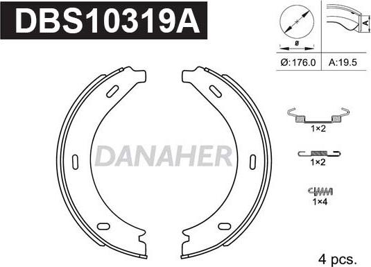 Danaher DBS10319A - Комплект тормозов, ручник, парковка unicars.by