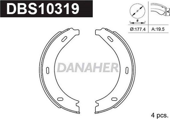 Danaher DBS10319 - Комплект тормозов, ручник, парковка unicars.by