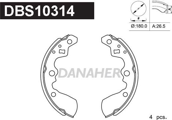 Danaher DBS10314 - Комплект тормозных колодок, барабанные unicars.by