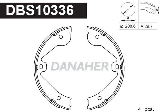 Danaher DBS10336 - Комплект тормозов, ручник, парковка unicars.by