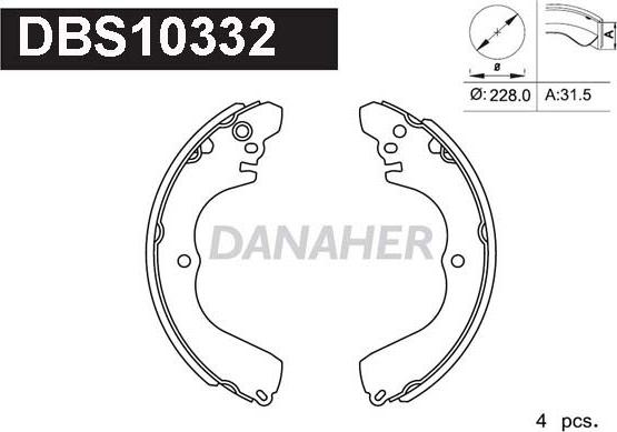 Danaher DBS10332 - Комплект тормозных колодок, барабанные unicars.by