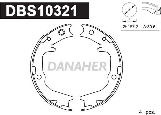 Danaher DBS10321 - Комплект тормозов, ручник, парковка unicars.by