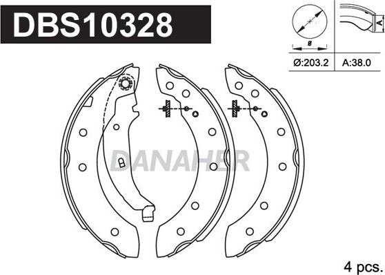 Danaher DBS10328 - Комплект тормозных колодок, барабанные unicars.by