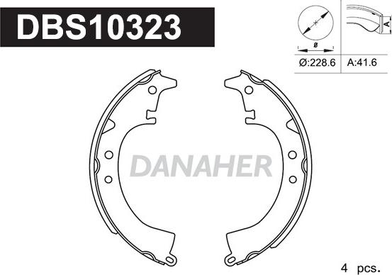 Danaher DBS10323 - Комплект тормозных колодок, барабанные unicars.by