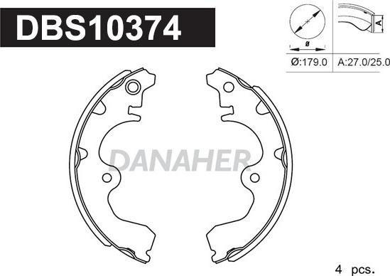 Danaher DBS10374 - Комплект тормозных колодок, барабанные unicars.by