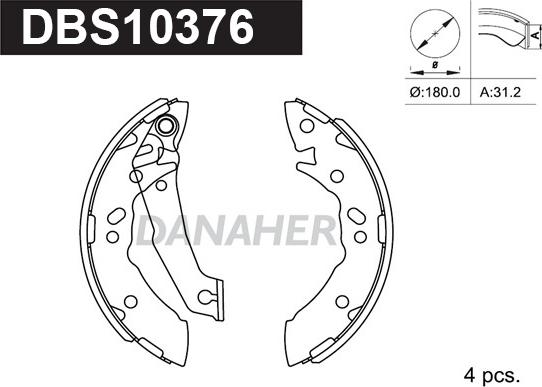 Danaher DBS10376 - Комплект тормозных колодок, барабанные unicars.by