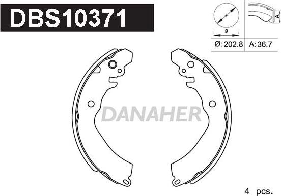 Danaher DBS10371 - Комплект тормозных колодок, барабанные unicars.by