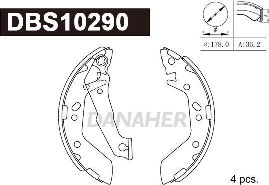 Danaher DBS10290 - Комплект тормозных колодок, барабанные unicars.by