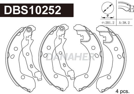 Danaher DBS10252 - Комплект тормозных колодок, барабанные unicars.by