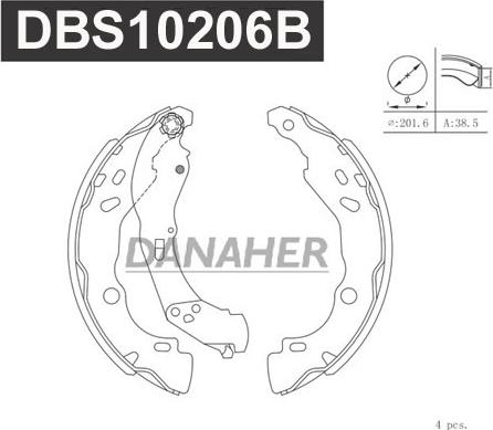 Danaher DBS10206B - Комплект тормозных колодок, барабанные unicars.by