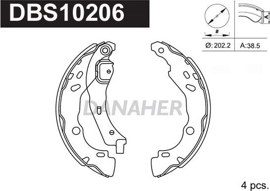 Danaher DBS10206 - Комплект тормозных колодок, барабанные unicars.by