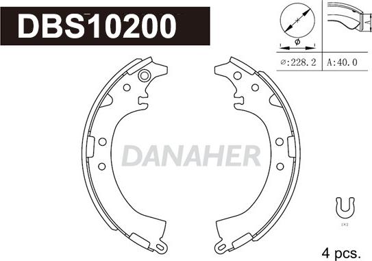 Danaher DBS10200 - Комплект тормозных колодок, барабанные unicars.by