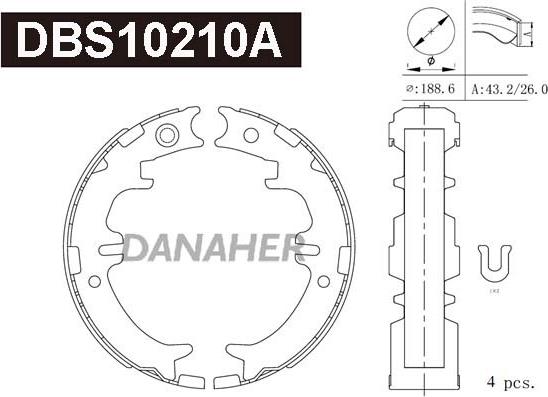 Danaher DBS10210A - Комплект тормозов, ручник, парковка unicars.by