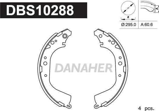 Danaher DBS10288 - Комплект тормозных колодок, барабанные unicars.by