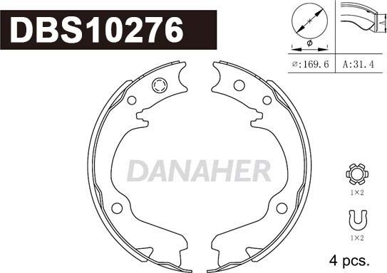 Danaher DBS10276 - Комплект тормозов, ручник, парковка unicars.by