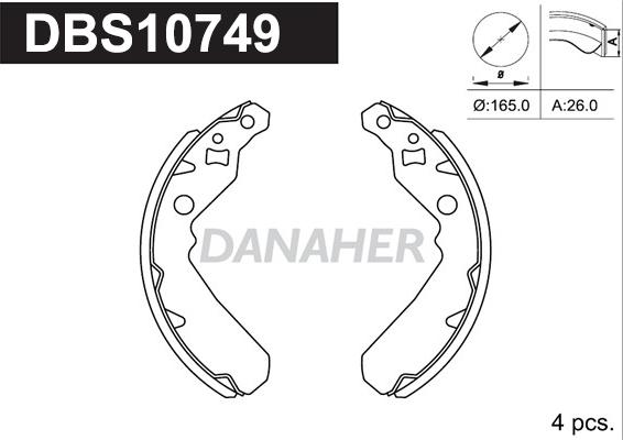 Danaher DBS10749 - Комплект тормозных колодок, барабанные unicars.by