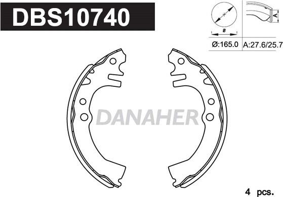 Danaher DBS10740 - Комплект тормозных колодок, барабанные unicars.by