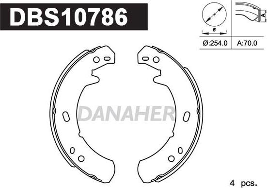 Danaher DBS10786 - Комплект тормозов, ручник, парковка unicars.by