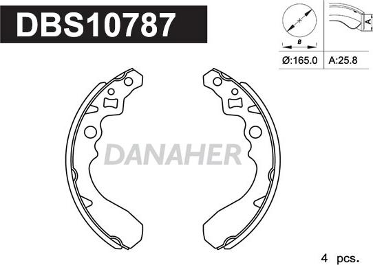 Danaher DBS10787 - Комплект тормозных колодок, барабанные unicars.by