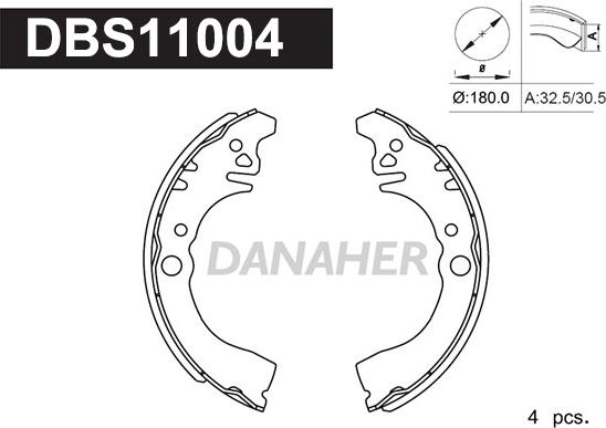 Danaher DBS11004 - Комплект тормозных колодок, барабанные unicars.by